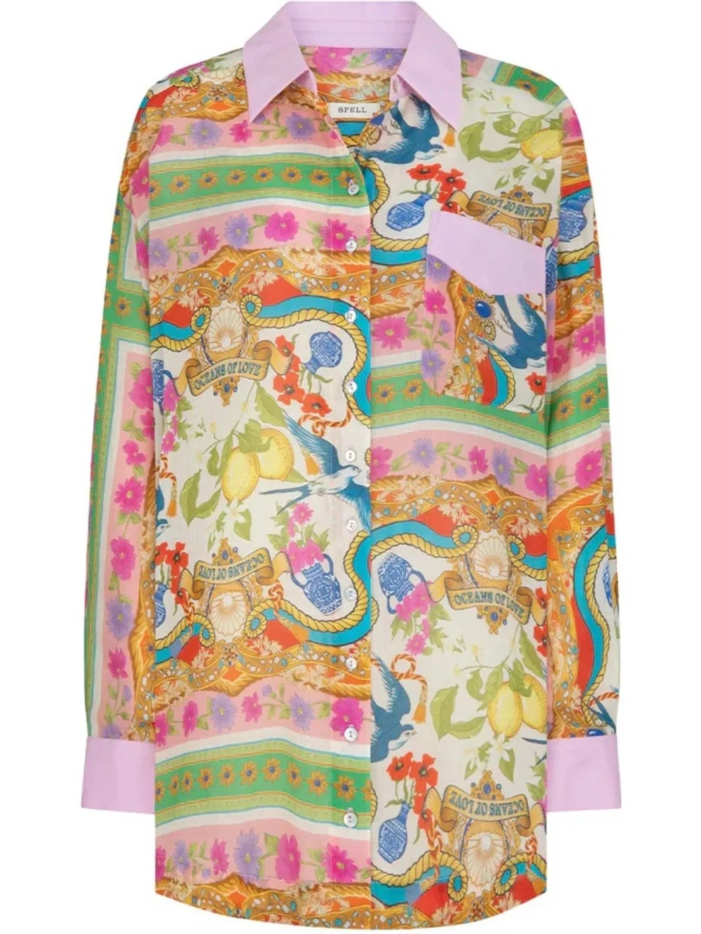 Spell Maddelena Shirt in Mosaic - Multicolor Paisley Button-Up Shirt - Picture 3 of 6